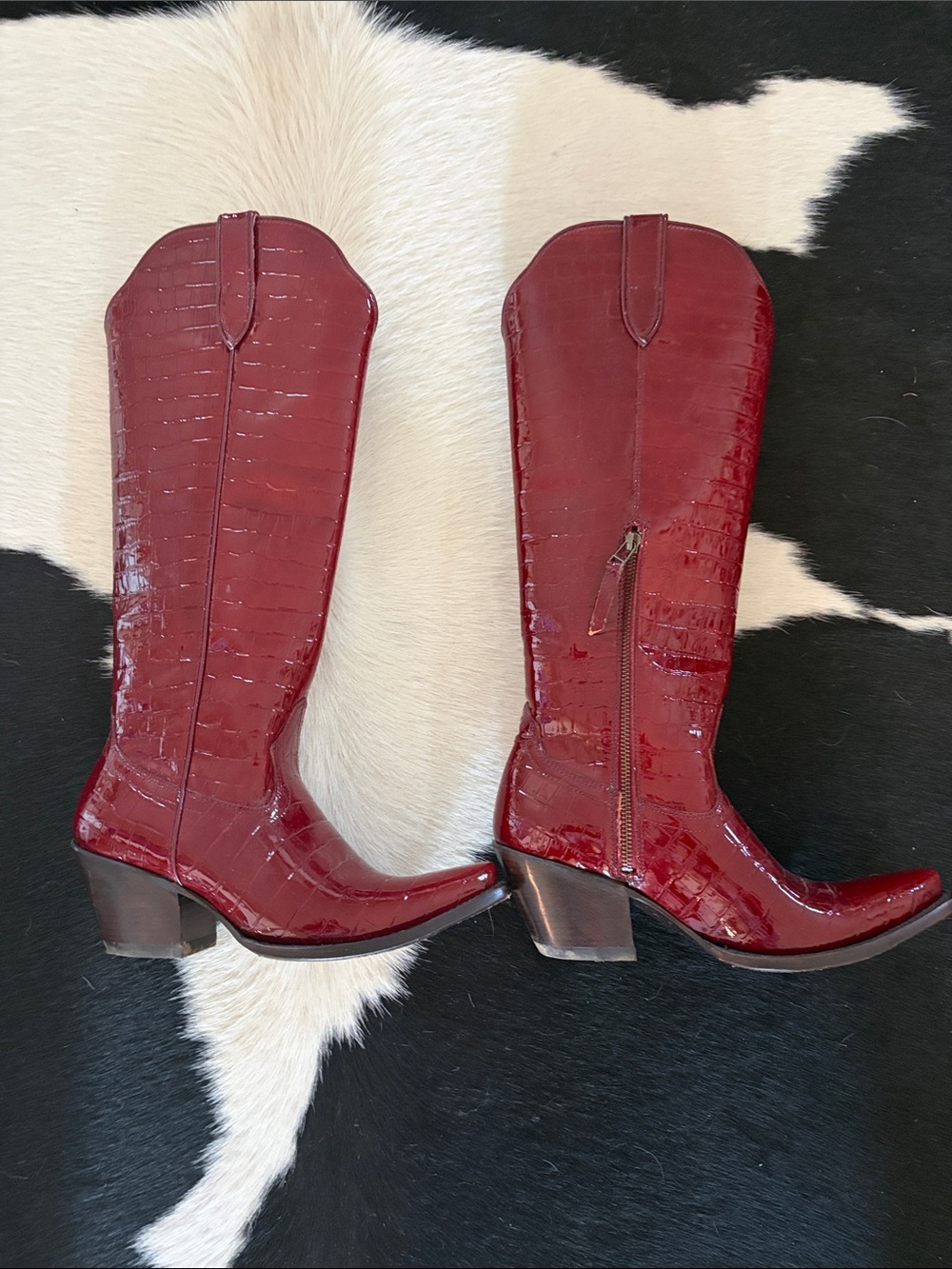 Ariat Casanova Red Croc-Embossed Over-the-Knee Boots - Picture 2 of 4